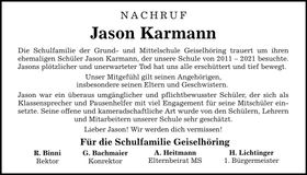 Traueranzeige Jason Karmann