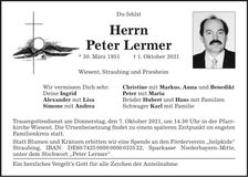 Traueranzeige Peter Lermer