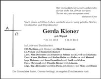 Traueranzeige Gerda Kiener