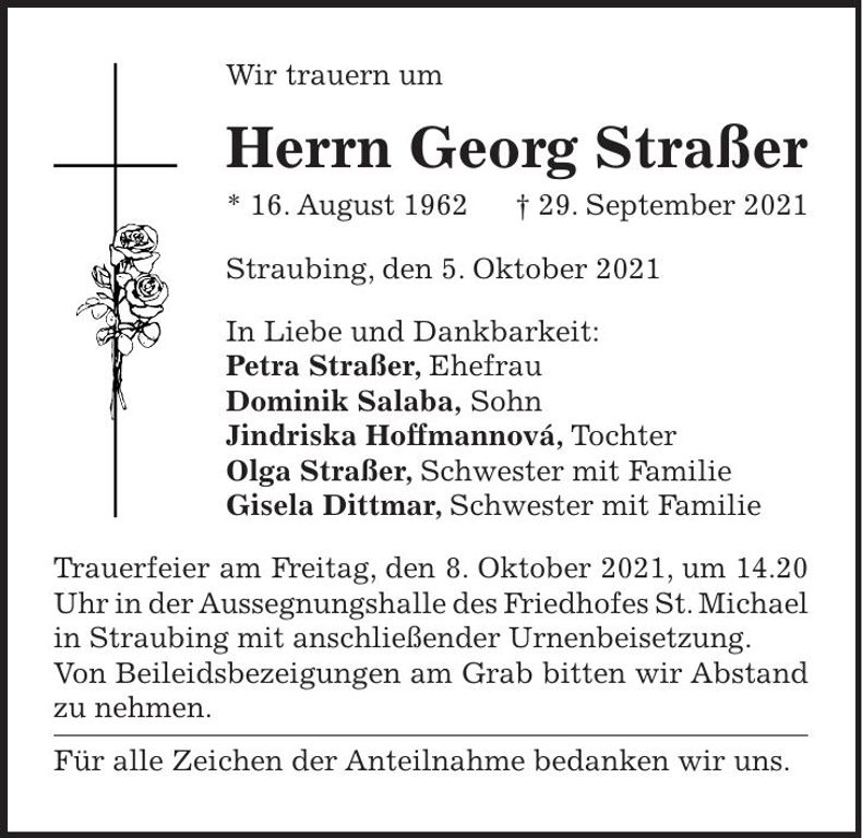 Traueranzeige Georg Straßer
