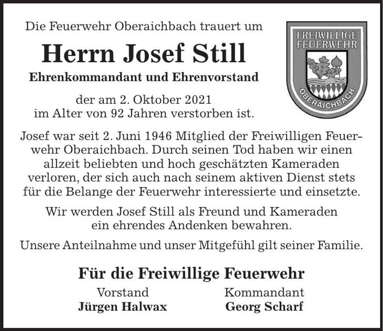 Traueranzeige Josef Still