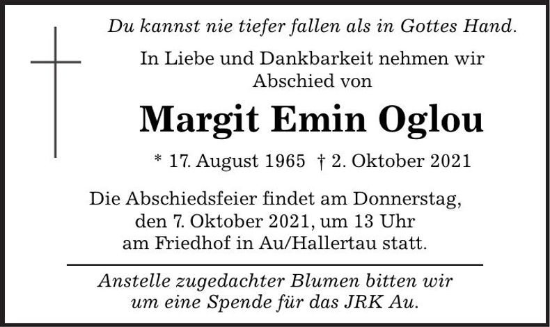 Traueranzeige Margit Emin Oglu