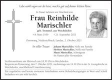 Traueranzeige Reinhilde Marischler