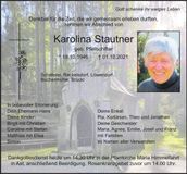 Traueranzeige Karolina Stautner