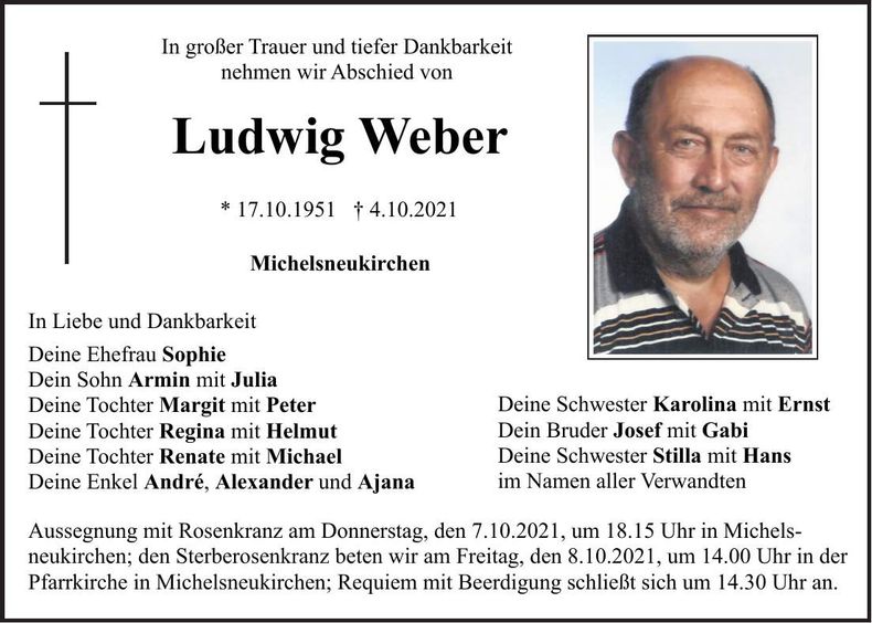 Traueranzeige Ludwig Weber