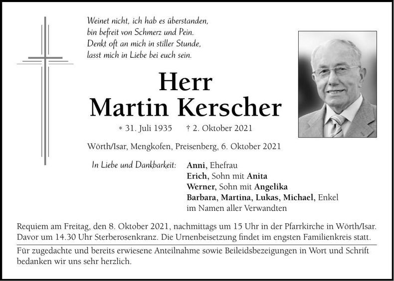 Traueranzeige Martin Kerscher