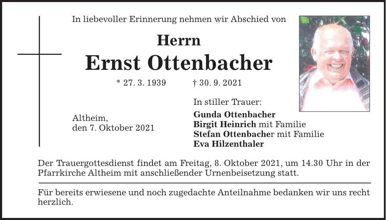 Traueranzeige Ernst Ottenbacher
