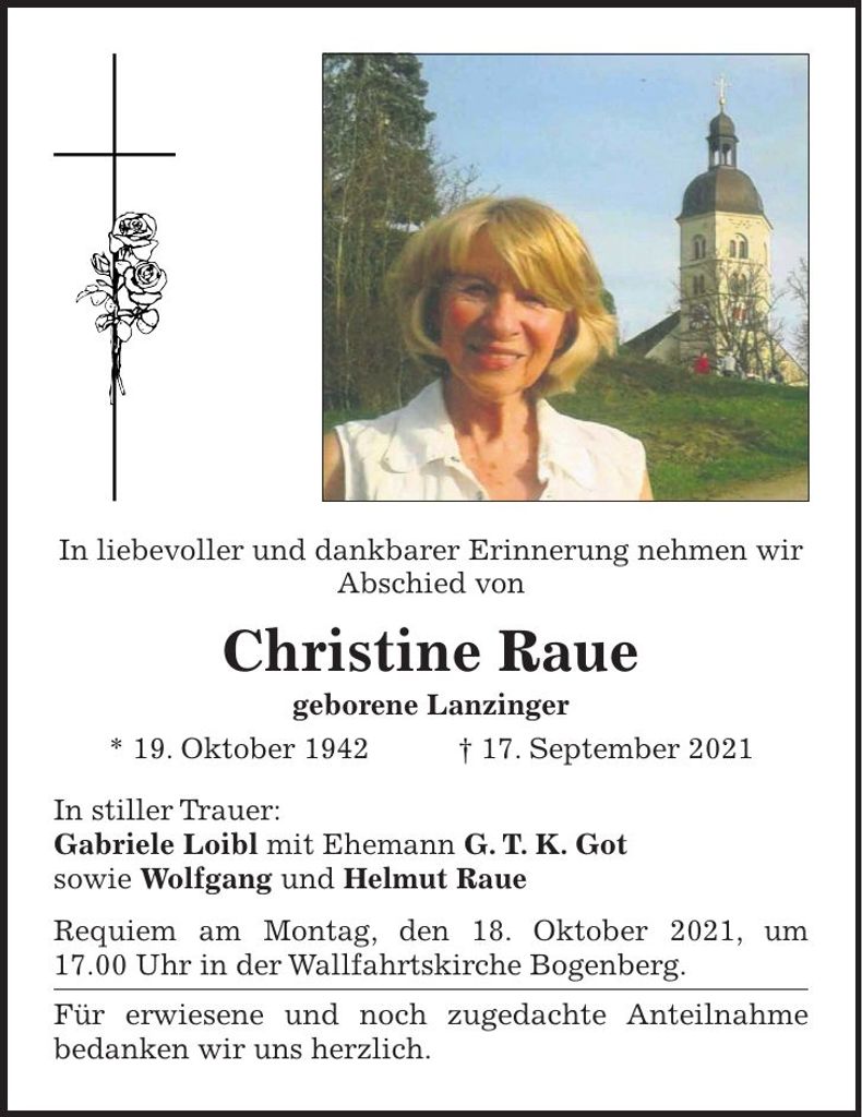 Traueranzeige Christine Raue