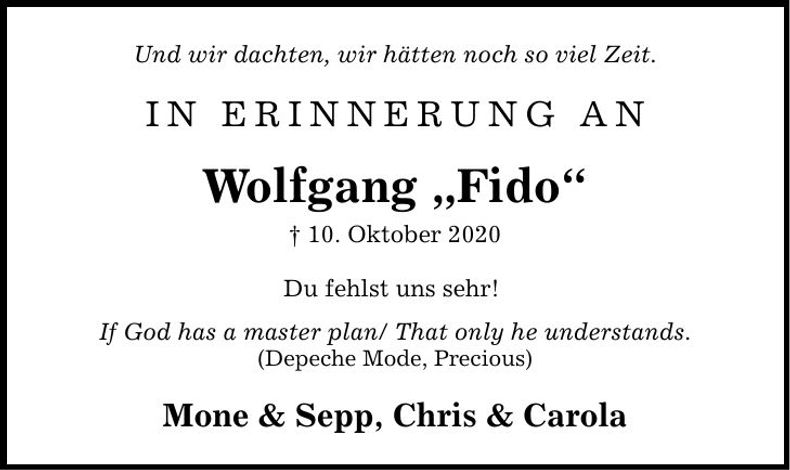 Traueranzeige Wolfgang Loher