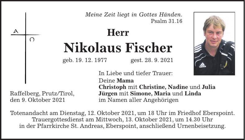 Traueranzeige Nikolaus Fischer