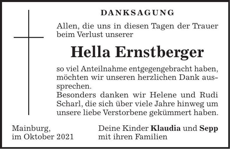 Traueranzeige Hella Ernstberger