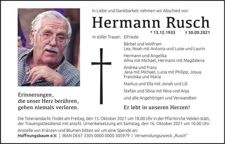 Traueranzeige Hermann Rusch