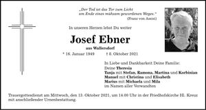 Traueranzeige Josef Ebner