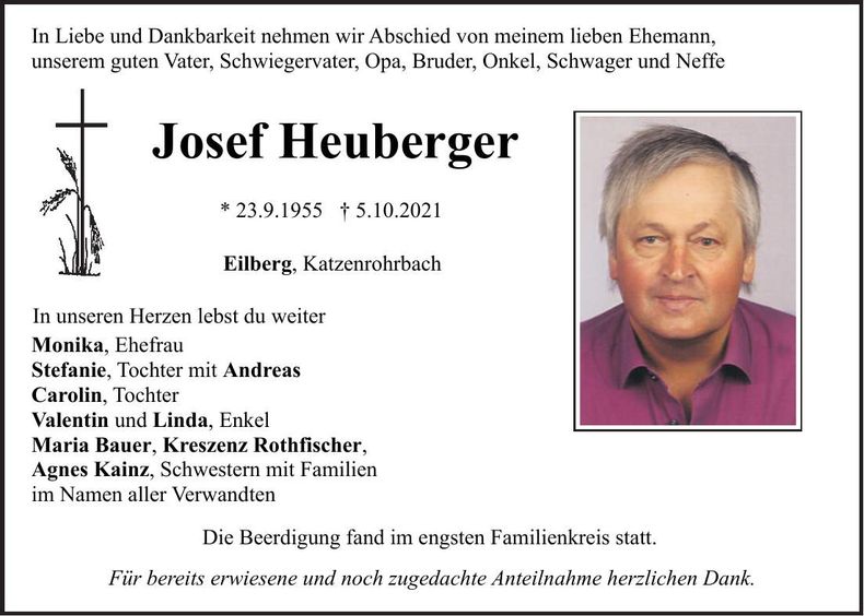 Traueranzeige Josef Heuberger