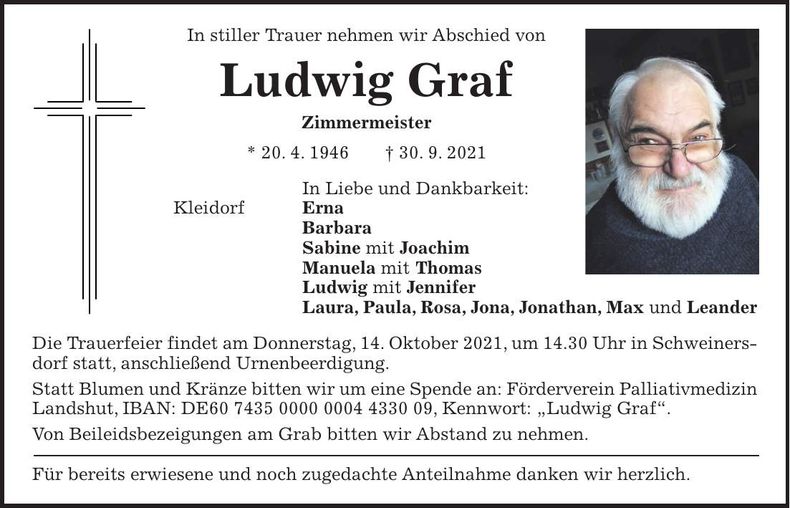 Traueranzeige Ludwig Graf