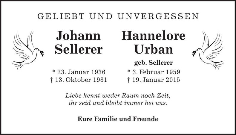 Traueranzeige  Sellerer