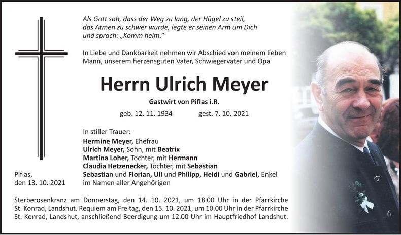 Traueranzeige Ulrich Meyer