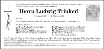 Traueranzeige Ludwig Trinkerl
