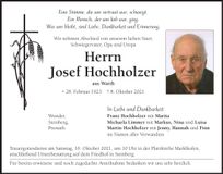 Traueranzeige Josef Hochholzer