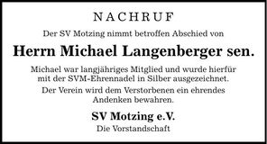 Traueranzeige Michael Langenberger sen.