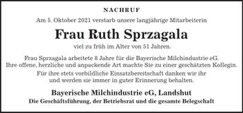 Traueranzeige Ruth Sprzagala