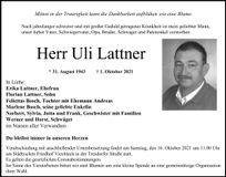 Traueranzeige Uli Lattner