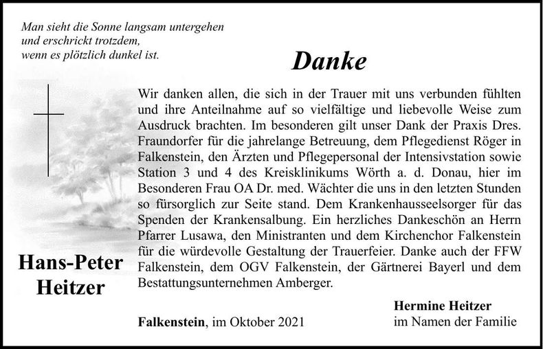 Traueranzeige Hans-Peter Heitzer