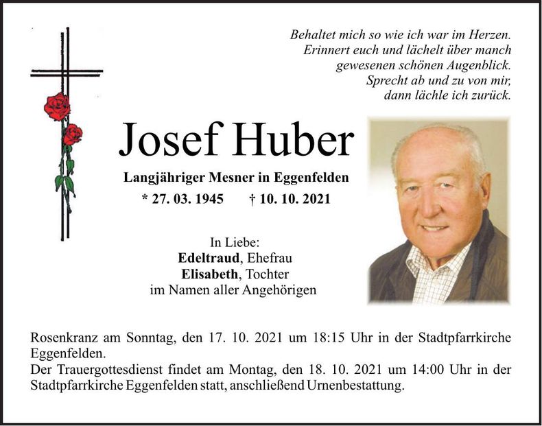 Traueranzeige Josef Huber