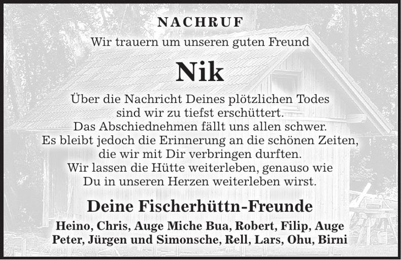 Traueranzeige Nik Fischer