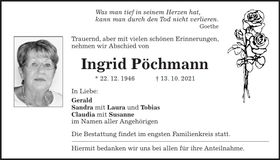 Traueranzeige Ingrid Pöchmann