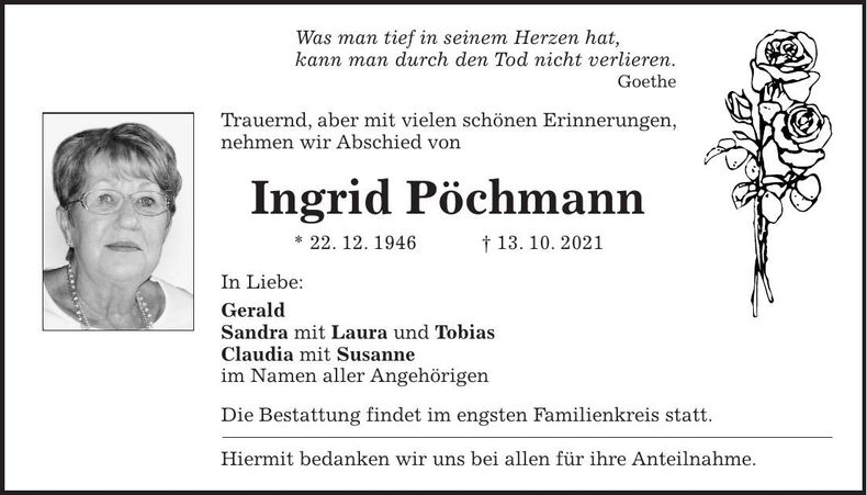 Traueranzeige Ingrid Pöchmann