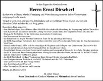 Traueranzeige Ernst Dirscherl