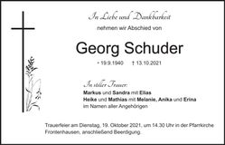 Traueranzeige Georg Schuder