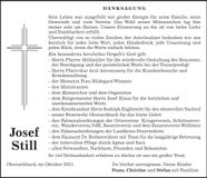 Traueranzeige Josef Still