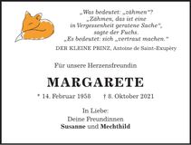 Traueranzeige Margarete 