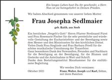 Traueranzeige Josepha Sedlmaier