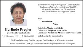 Traueranzeige Gerlinde Pregler