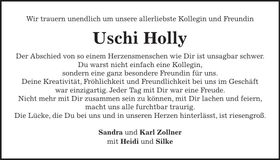 Traueranzeige Uschi Holly