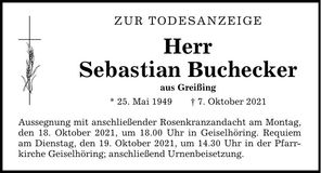 Traueranzeige Sebastian Buchecker