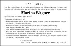 Traueranzeige Martha Wagner