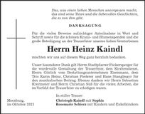 Traueranzeige Heinz Kaindl