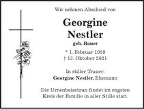Traueranzeige Georgine Nestler
