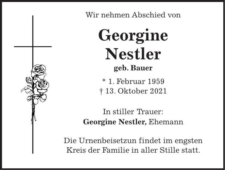 Traueranzeige Georgine Nestler