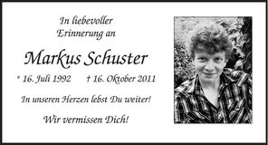 Traueranzeige Markus Schuster