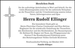 Traueranzeige Rudolf Ellinger