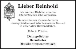Traueranzeige Reinhold Trrappehl