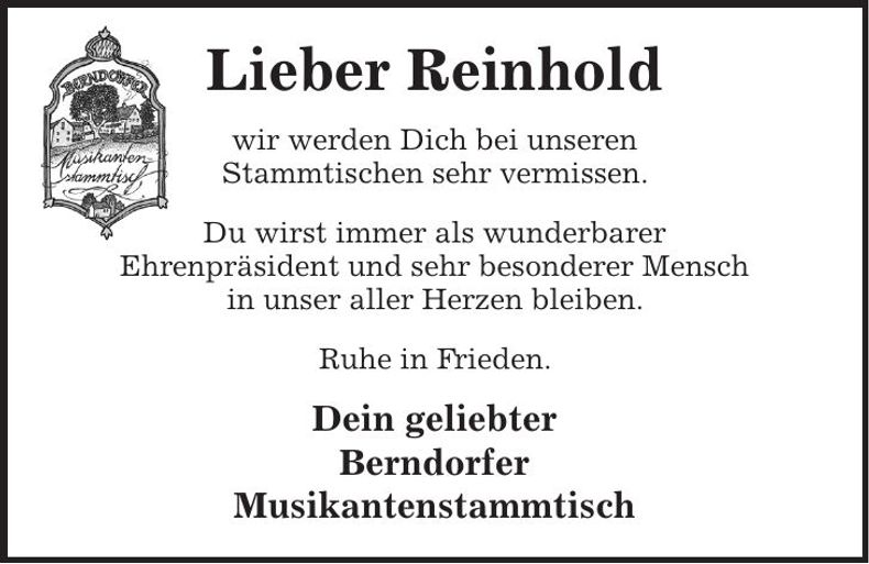 Traueranzeige Reinhold Trrappehl