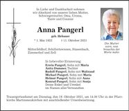 Traueranzeige Anna Pangerl