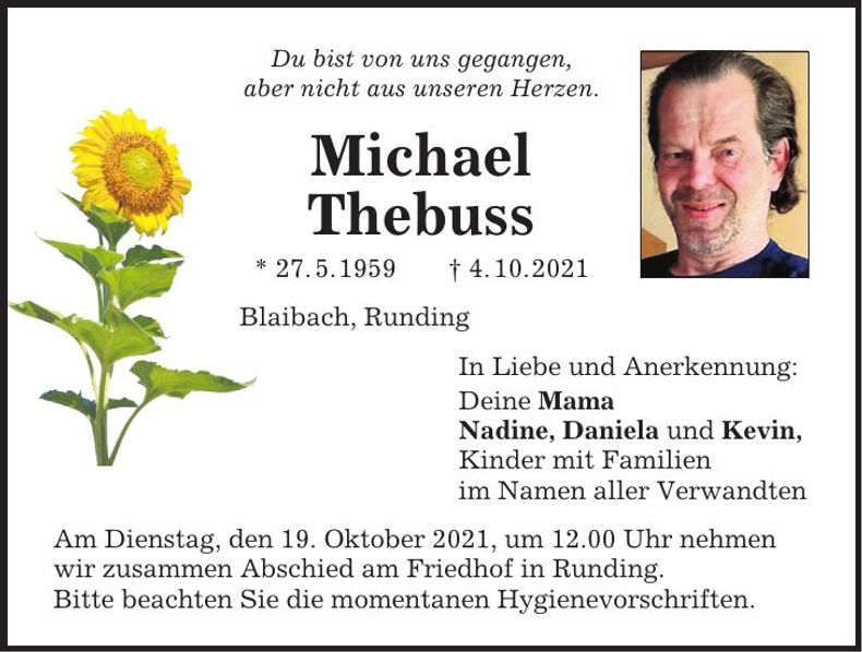 Traueranzeige Michael Thebuss