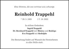 Traueranzeige Reinhold Trappehl